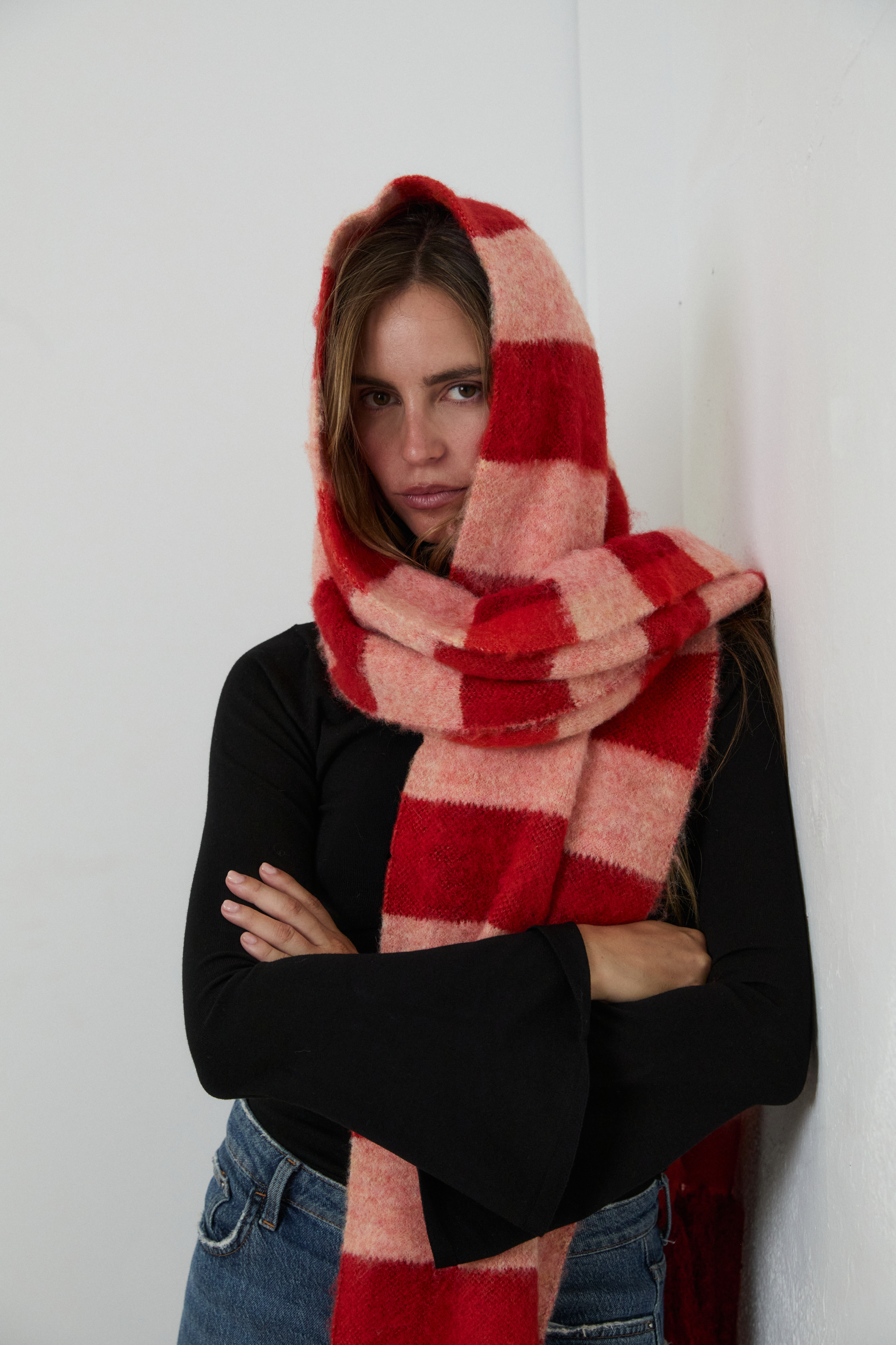 MIM Bufanda UNICA BUFANDA OVA CUADROS ROJOS