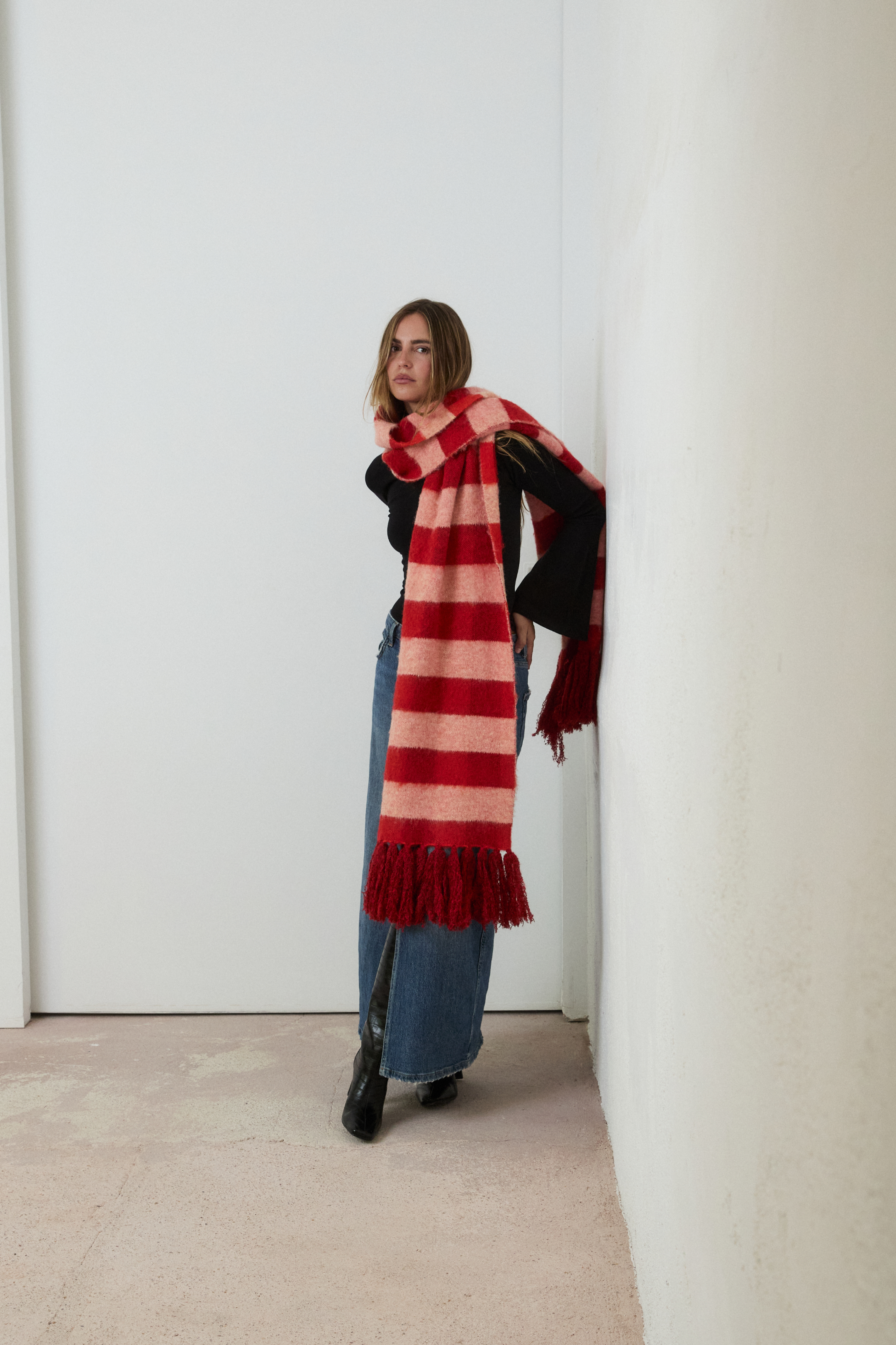 MIM Bufanda UNICA BUFANDA OVA CUADROS ROJOS