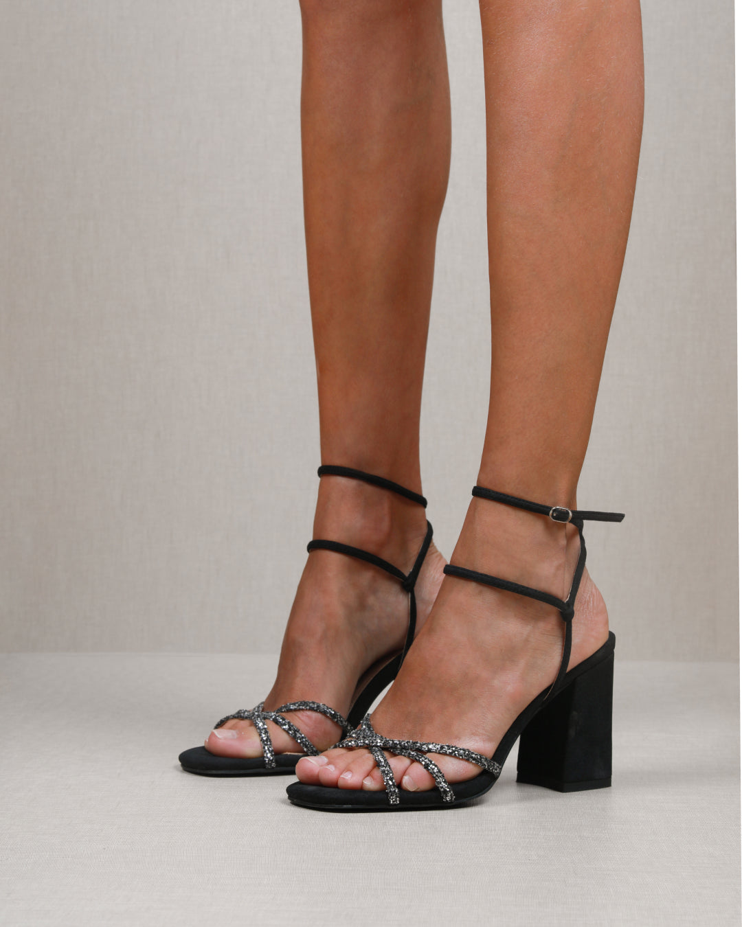 MIM Sandalia de tacón AYA GLITTER NEGRO