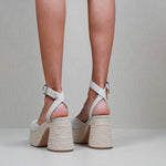 MIM Sandalia de tacón LIZARD ECRU STRAW