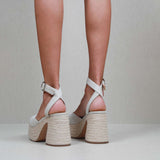 MIM Sandalia de tacón LIZARD ECRU STRAW