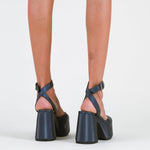 MIM Sandalia de tacón Lizard Navy