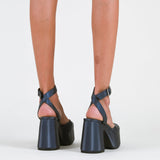 MIM Sandalia de tacón Lizard Navy