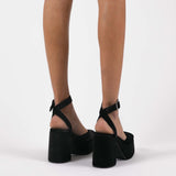 MIM Sandalia de tacón LIZARD NEGRO