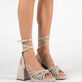 MIM Sandalia de tacón NET ECRU