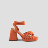 MIM Sandalia de tacón NET NARANJA