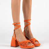 MIM Sandalia de tacón NET NARANJA
