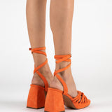 MIM Sandalia de tacón NET NARANJA