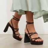 MIM Sandalia de tacón Nori Burdeos