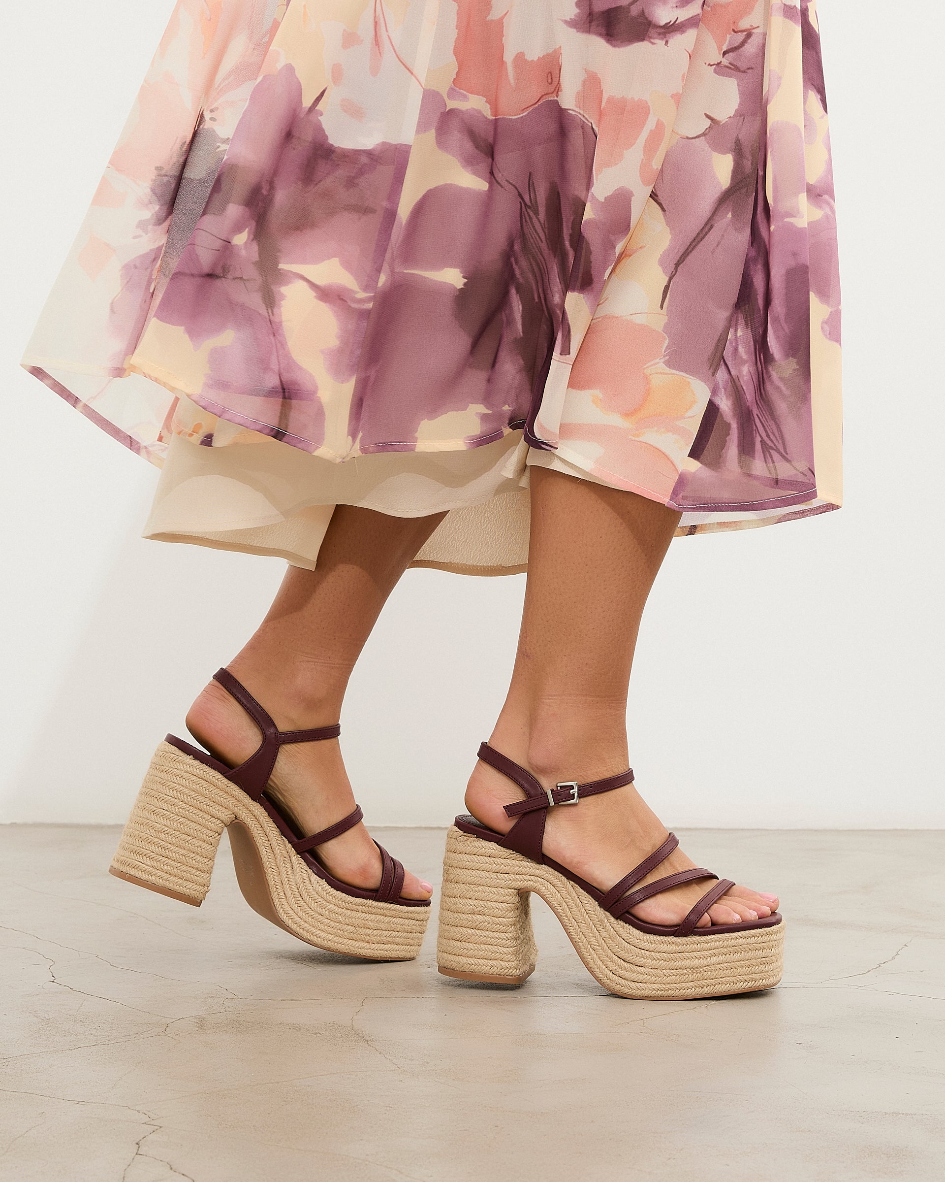 MIM Sandalia de tacón Riva Burdeos