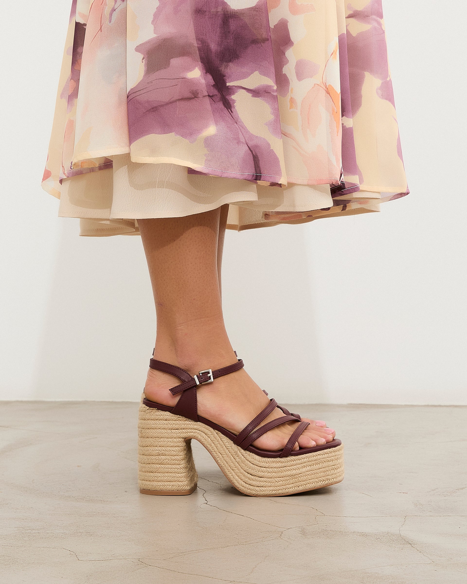 MIM Sandalia de tacón Riva Burdeos