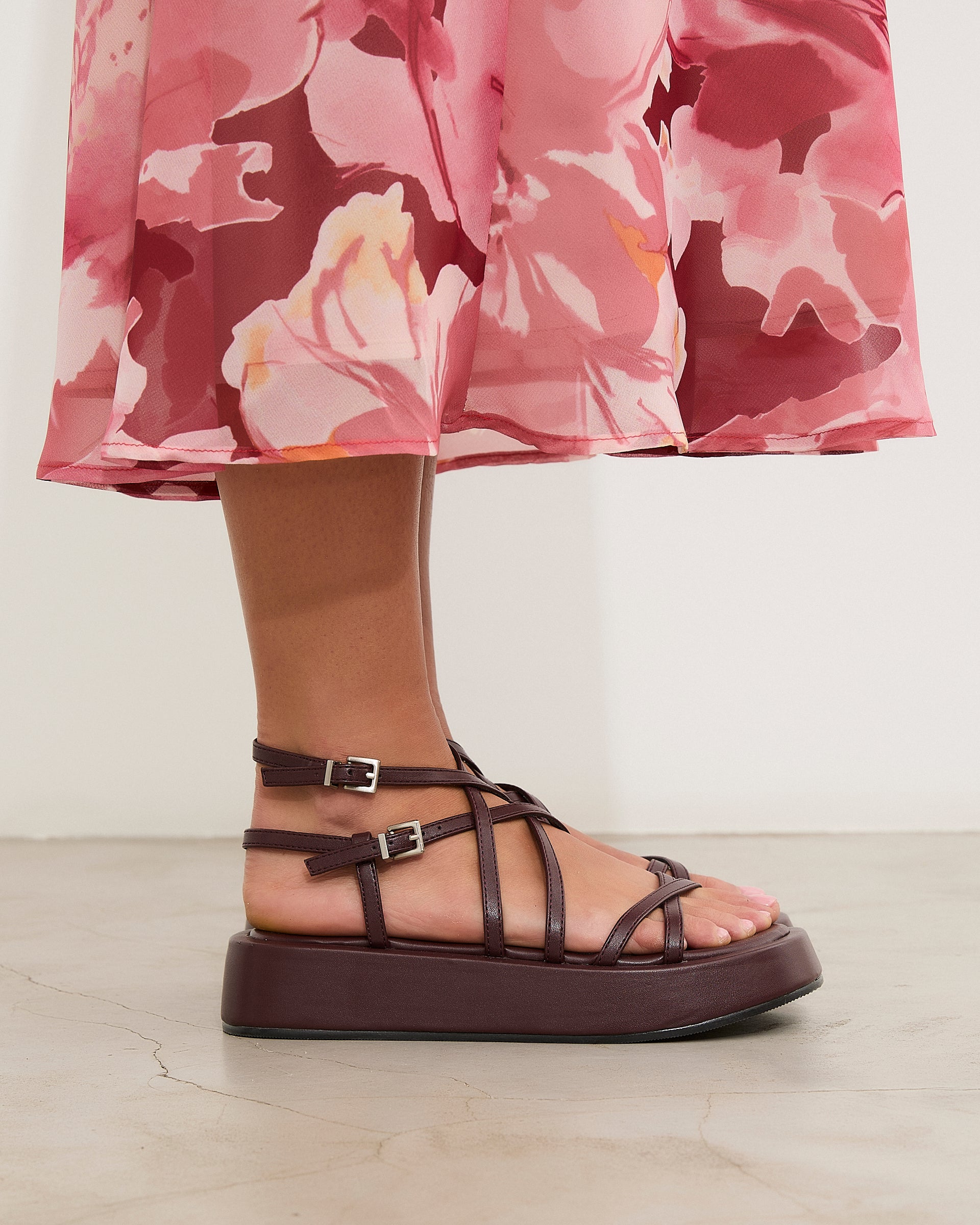 MIM Sandalia plana Formentor  Neat Burdeos