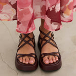 MIM Sandalia plana Formentor  Neat Burdeos