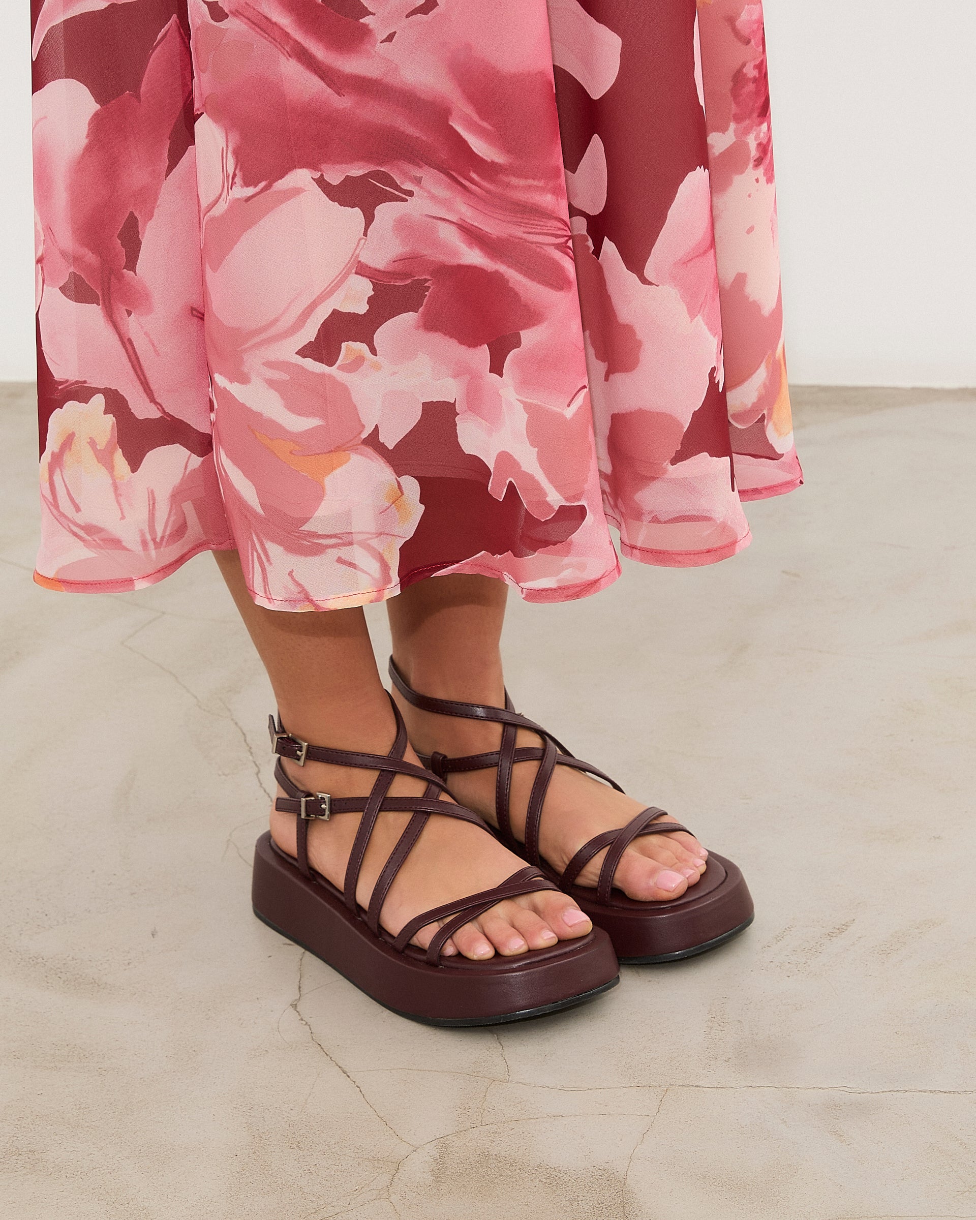 MIM Sandalia plana Formentor  Neat Burdeos