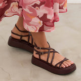 MIM Sandalia plana Formentor  Neat Burdeos