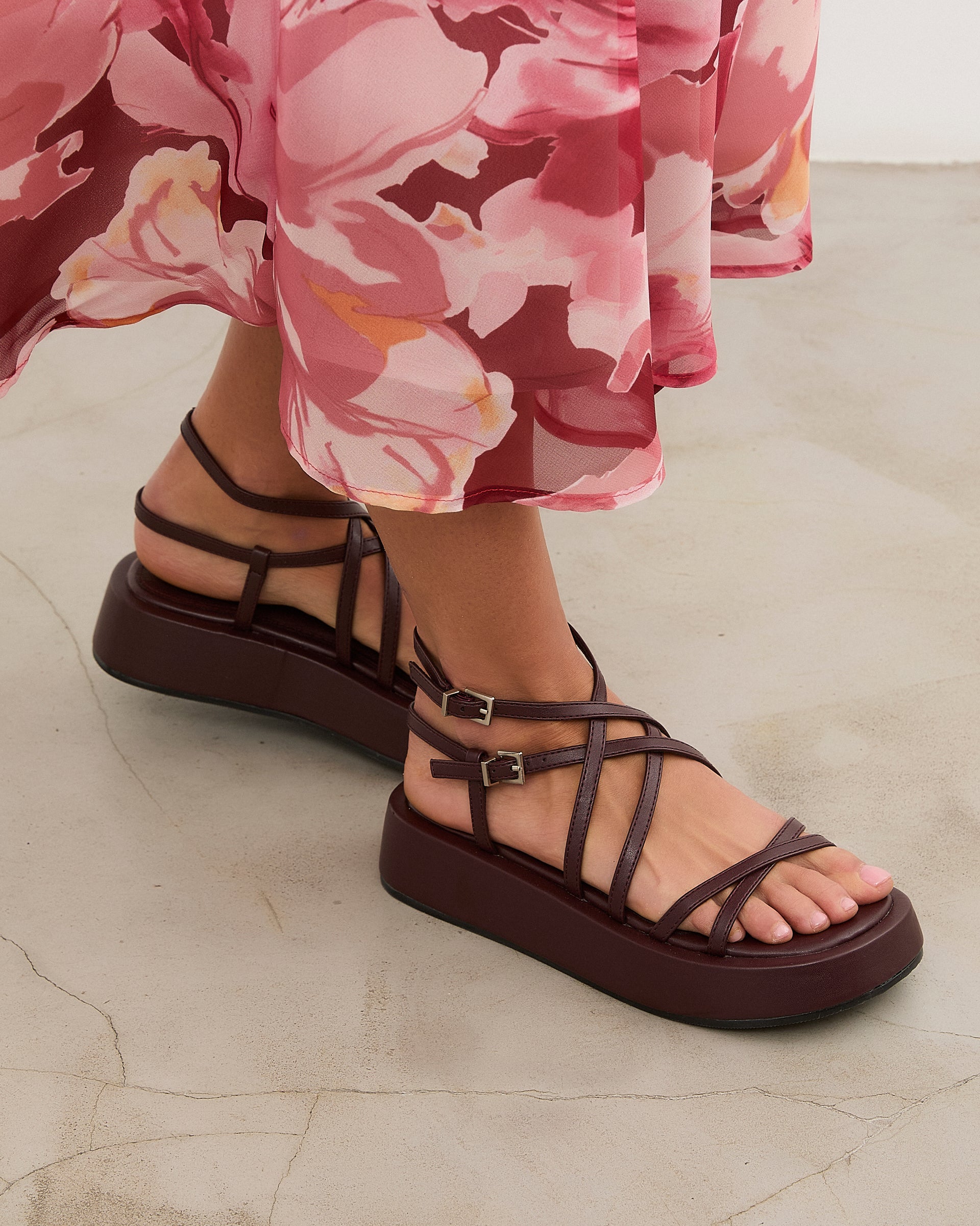 MIM Sandalia plana Formentor  Neat Burdeos