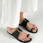 MIM Sandalia plana LOLA SERPIENTE NEGRO