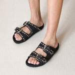 MIM Sandalia plana Saya Negro