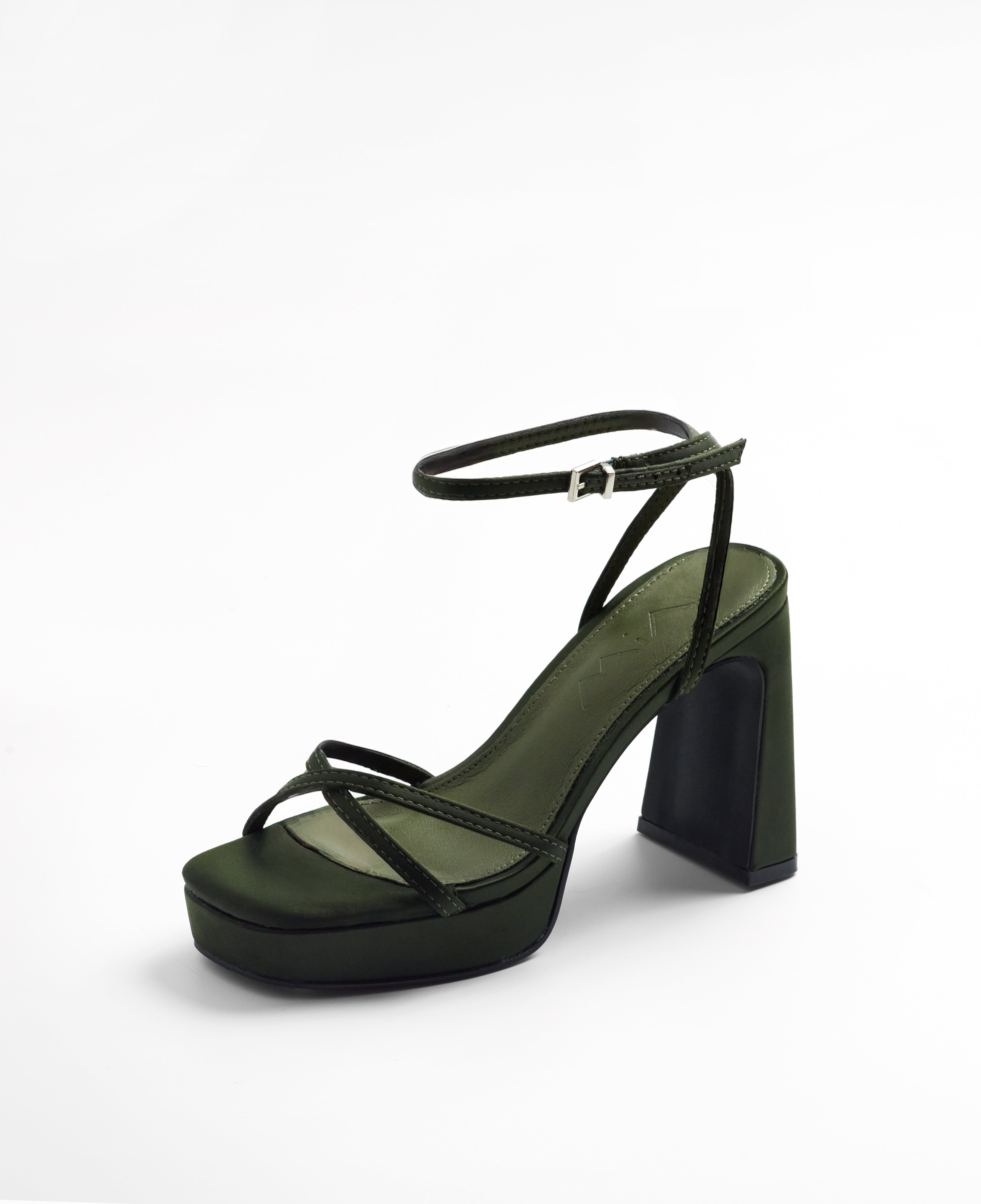 Mim shoes Sandalia de tacón GRETA OLIVA SATIN