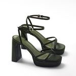 Mim shoes Sandalia de tacón GRETA OLIVA SATIN