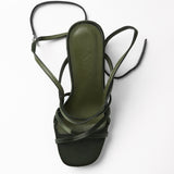 Mim shoes Sandalia de tacón NORI OLIVA SATIN