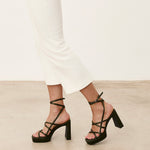 Mim shoes Sandalia de tacón NORI OLIVA SATIN