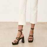 Mim shoes Sandalia de tacón NORI OLIVA SATIN