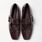 Mim shoes Zapato plano DOVI BURDEOS TACHAS