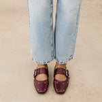 Mim shoes Zapato plano DOVI BURDEOS TACHAS