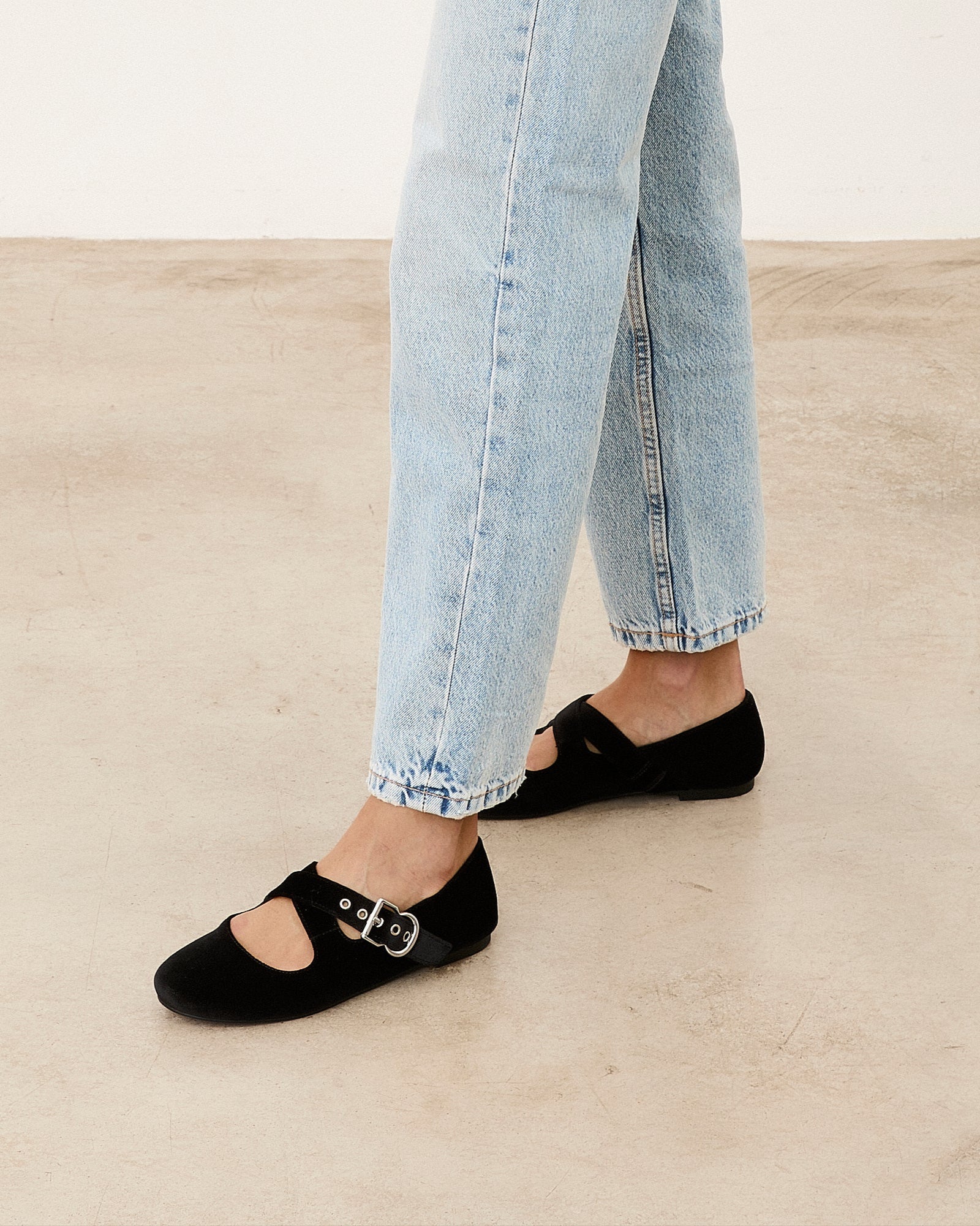 Mim shoes Zapato plano FLO NEGRO VELVET