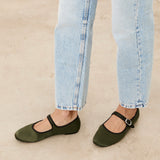 Mim shoes Zapato plano LIBE OLIVA SATIN