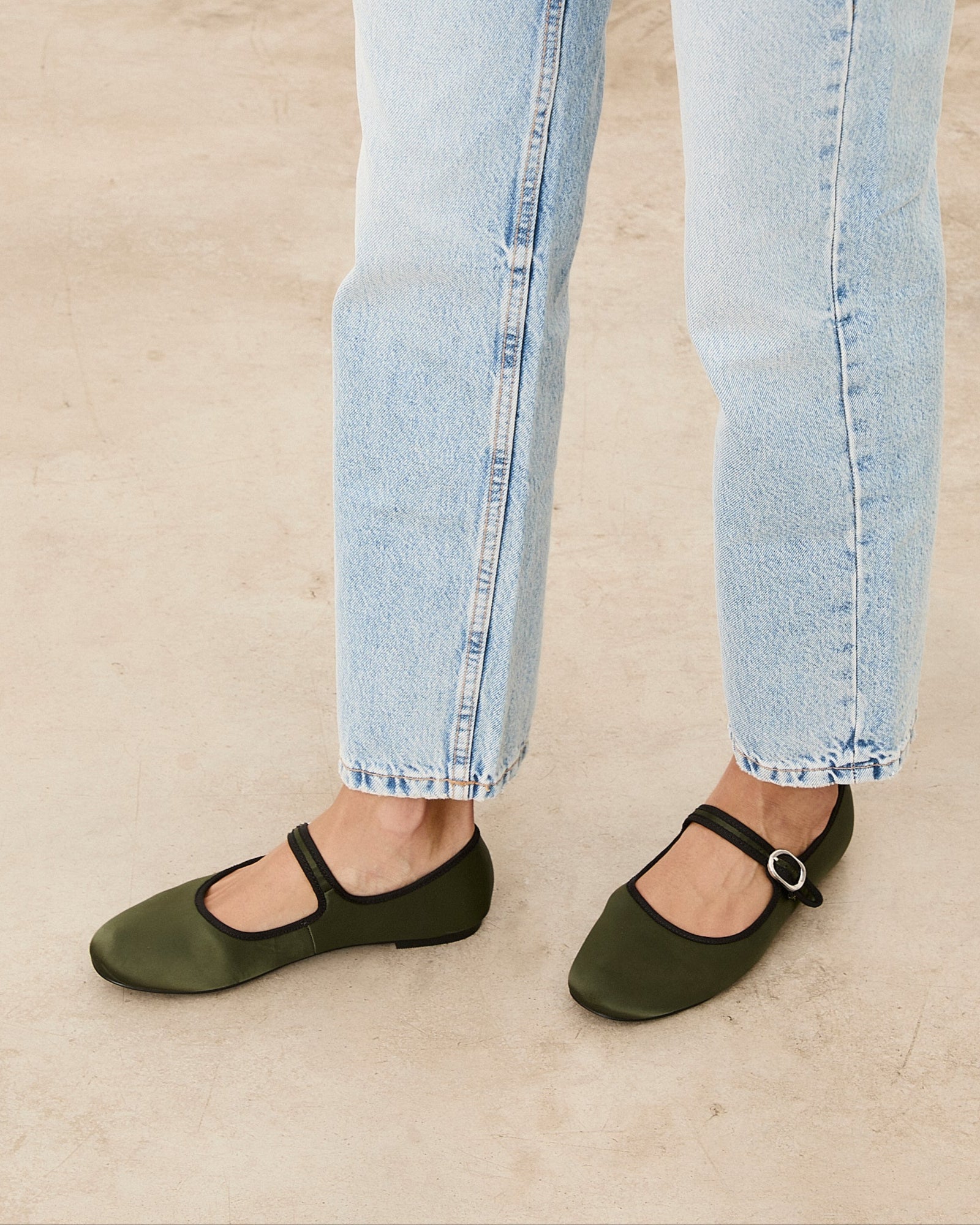 Mim shoes Zapato plano LIBE OLIVA SATIN